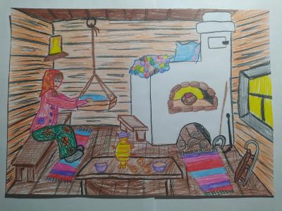 Картина. Автор: Копылов Ярослав. Техника: карандаш. Класс: 1 Быт и устройство жизни древнерусских крестьян