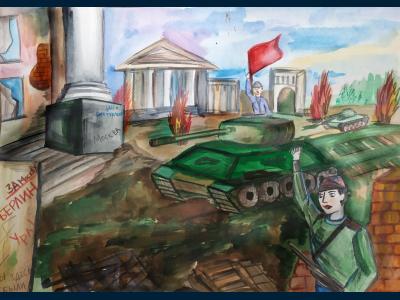 Картина. Автор: Попов Владимир. Техника: акварель. Класс: 1 "Героическое прошлое России"