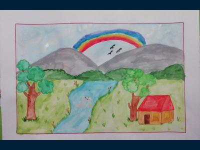 Картина. Автор: Шафеева Эльвина. Техника: акварель. Класс: 1 Природные чудеса России