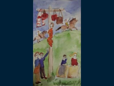Картина. Автор: Садретдинов Реналь. Техника: акварель. Класс: 1 Сабантуй- национальный праздник