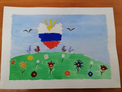 Картина. Автор: Губайдуллина Арина. Техника: акварель. Класс: 2 Родная поляна