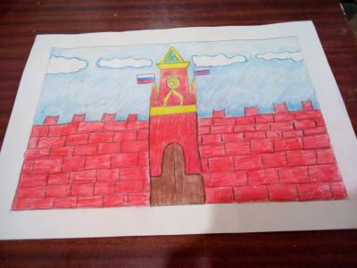 Картина. Автор: Худайгулова Камила. Техника: карандаш. Класс: 2 Московский Кремль-моя гордость!