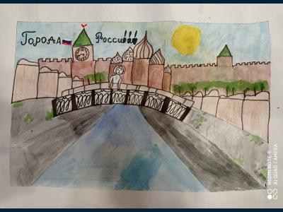 Картина. Автор: Хасанова Карина. Техника: акварель. Класс: 2 Города России