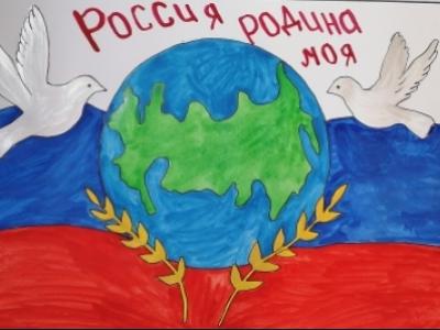 Картина. Автор: Хабибуллин Арслан. Техника: гуашь. Класс: 2 Россия Родина Моя
