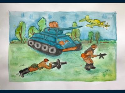 Картина. Автор: Богданов Роберт. Техника: смешанная техника. Класс: 2 «Великие битвы и сражения в истории России»