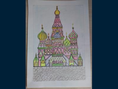 Картина. Автор: Харисов Тимур Ильнурович. Техника: карандаш. Класс: 2 Древнерусская архитектура