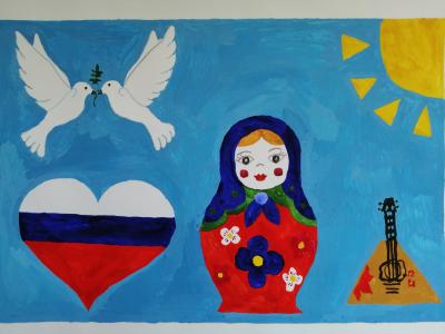 Картина. Автор: Кутин Артём. Техника: гуашь. Класс: 2 Я люблю тебя Россия