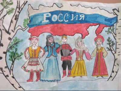 Картина. Автор: Абдуллина Рузиля. Техника: акварель. Класс: 2 Дружная Россия