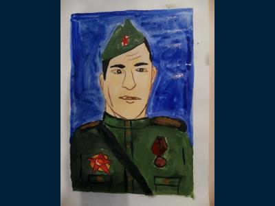 Картина. Автор: Шамсутдинов Амир. Техника: гуашь. Класс: 2 Герой Российской Федерации