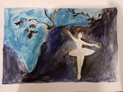 Картина. Автор: Родионова Диана. Техника: гуашь. Класс: 2 Русский балет