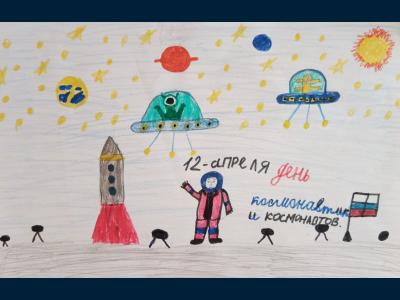Картина. Автор: Хисматов Айбулат. Техника: карандаш. Класс: 2 Время первых:достижения отечественной космонавтики