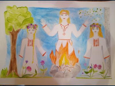 Картина. Автор: Гайсин Рафаэль. Техника: акварель. Класс: 3 "Красота и могущество русской природы!"