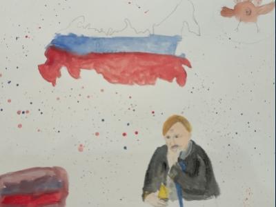 Картина. Автор: Кульсарина Амелия. Техника: акварель. Класс: 3 Россия