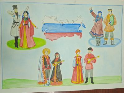 Картина. Автор: Ягафарова Элиза. Техника: смешанная техника. Класс: 3 Мы разные, но мы едины.