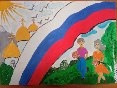Картина. Автор: Абдрахманова Арина. Техника: гуашь. Класс: 3 "Моя Россия-родина моя"