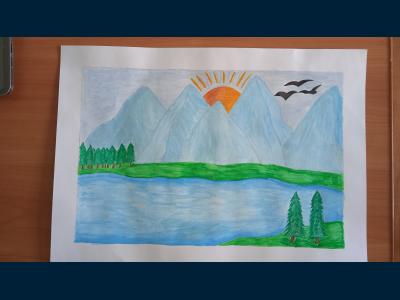 Картина. Автор: Сулейманова Амелия. Техника: акварель. Класс: 3 Природные чудеса России