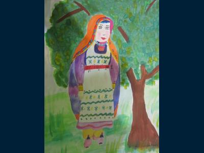 Картина. Автор: Биткулова Ульяна. Техника: акварель. Класс: 3 Многонациональная Россия