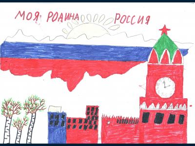 Картина. Автор: Раджабова Гульрух. Техника: другая. Класс: 3 Моя Россия