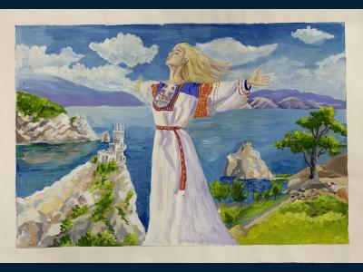 Картина. Автор: Гилёва Дарья. Техника: гуашь. Класс: 4 Я люблю тебя Россия