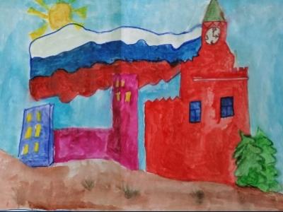 Картина. Автор: Ситдиков Мурад. Техника: акварель. Класс: 4 Россия - Родина моя.