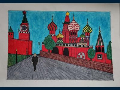 Картина. Автор: Ибрагимова Ангелина. Техника: другая. Класс: 5 "Всё начинается с Путина!"