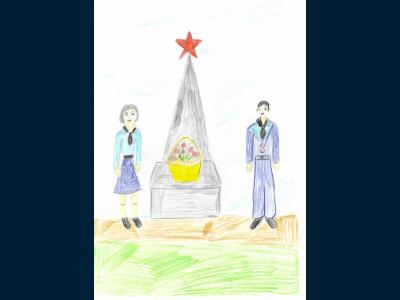 Картина. Автор: Копленко Дарья Дмитриевна. Техника: восковые мелки. Класс: 5 Вахта памяти