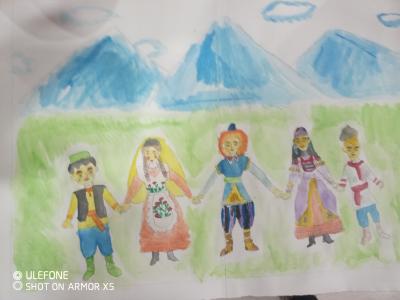 Картина. Автор: Азнабаева Дилара. Техника: акварель. Класс: 5 "Я люблю тебя Россия"