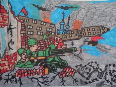 Картина. Автор: Халиуллин Ильнар Ильдусович. Техника: смешанная техника. Класс: 6 «Героическое прошлое России»