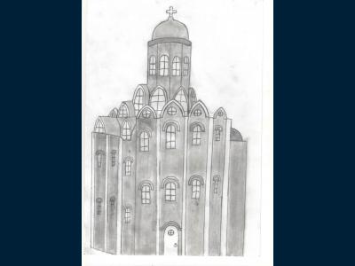 Картина. Автор: Шагибеков Айнур. Техника: карандаш. Класс: 7 Древнерусская архитектура