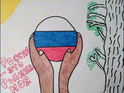 Картина. Автор: Ахметов Раян. Техника: другая. Класс: 7 Россия -это Родина моя