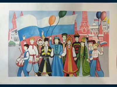 Картина. Автор: Алламов Марсель. Техника: гуашь. Класс: 8 Многонациональная Россия