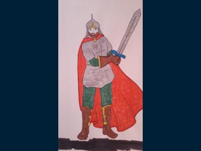 Картина. Автор: Варин Данил Вадимович. Техника: другая. Класс: 8 "Воин Средневековой Руси"