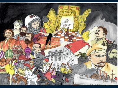 Картина. Автор: Хайтбаева Розалина. Техника: смешанная техника. Класс: 8  Героическое прошлое России