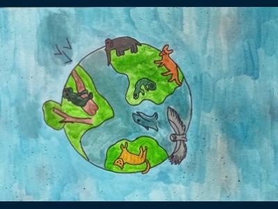 Картина. Автор: Гималов Тимур. Техника: гуашь. Класс: 1 Мой шар земной