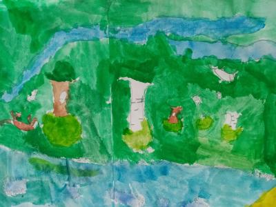 Картина. Автор: Валинуров Руслан. Техника: акварель. Класс: 2 Берёзовая роща