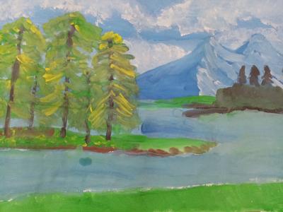 Картина. Автор: Халилов Ильназ. Техника: гуашь. Класс: 2 Живой лес