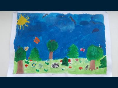 Картина. Автор: Халилова Зарина. Техника: акварель. Класс: 4 Однажды в лесу