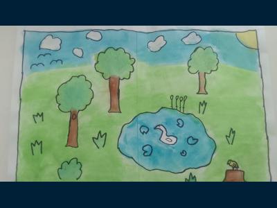 Картина. Автор: Юлушев Рашид. Техника: акварель. Класс: 4 Озеро Олокул