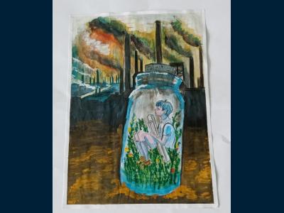 Картина. Автор: Зайдуллина Лиана. Техника: смешанная техника. Класс: 6 Мне страшно