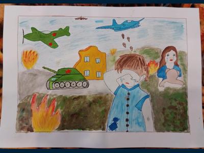 Картина. Автор: Черкасов Павел. Техника: гуашь. Класс: 1 "Дети войны"