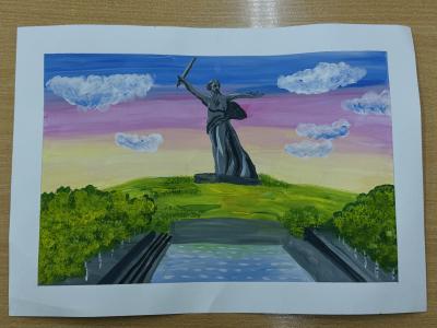 Картина. Автор: Ахмадеева Рианна. Техника: гуашь. Класс: 1 Родина-Мать