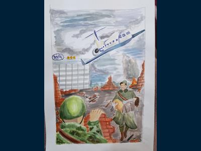 Картина. Автор: Александрова Таисия. Техника: гуашь. Класс: 1 Всё для Победы!