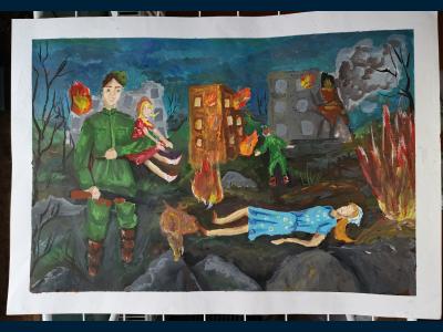 Картина. Автор: Шарафутдинова Адель. Техника: гуашь. Класс: 3 Это было в мае, на рассвете.