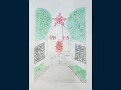 Картина. Автор: Дурдылиев Демид. Техника: карандаш. Класс: 3 Бессмертный огонь