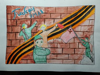 Картина. Автор: Лутфуллина Ралина. Техника: смешанная техника. Класс: 3 Великая Победа в лицах