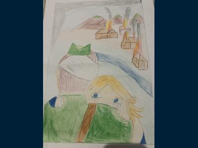 Картина. Автор: Музипова Азалина. Техника: карандаш. Класс: 3 Дети войны