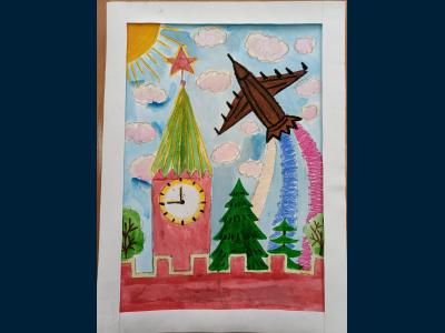 Картина. Автор: Нуртдинова Риана. Техника: акварель. Класс: 4 Победы наша