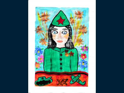 Картина. Автор: Рахматуллин Артур. Техника: акварель. Класс: 4 Женщины- герои!