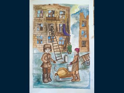 Картина. Автор: Галина Лейла Руслановна. Техника: акварель. Класс: 5  Приближая Великую ПОБЕДУ