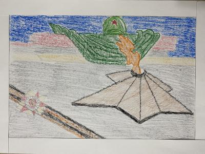 Картина. Автор: Фатхутдинова Алина. Техника: восковые мелки. Класс: 6 Я рисую бессмертный подвиг